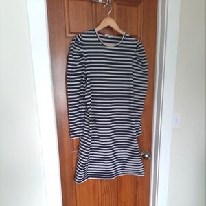 BODEN Striped Puff Sleeves Blue and White Dress